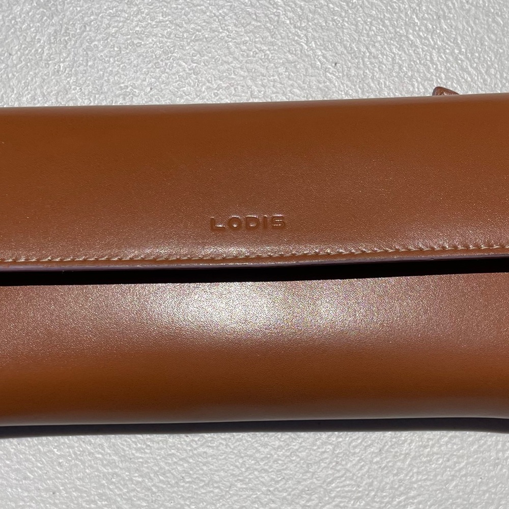 Lodis Tan Leather Clutch